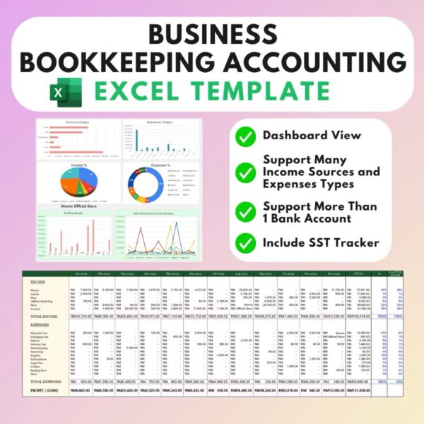 📌 Business Bookkeeping Accounting Excel Template