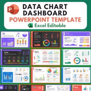 Data Chart Interactive Dashboard Powerpoint Template ( Excel Editable ) | Graph Chart Infographic Presentation